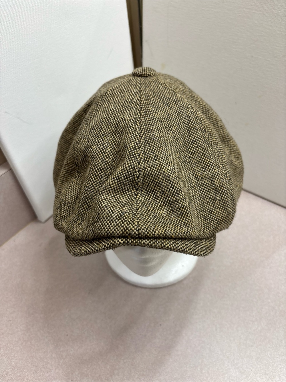 Vintage Mark Faith Tweed Newsboy Cabbie 8 Panel Golf Flat Cap Hat Baker Boy XXL